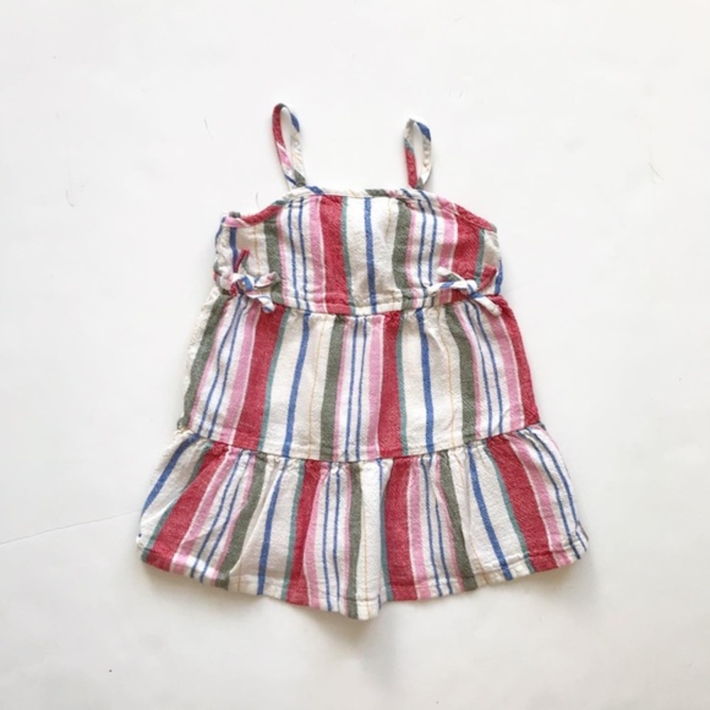Old Navy striped linen blend dress EUC 18-24m